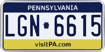 PA license plate LGN6615