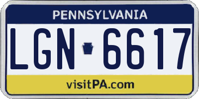 PA license plate LGN6617