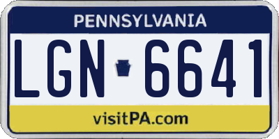 PA license plate LGN6641