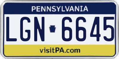 PA license plate LGN6645