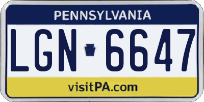 PA license plate LGN6647