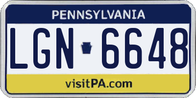 PA license plate LGN6648