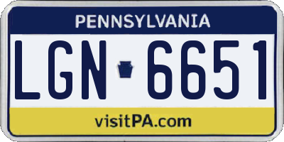 PA license plate LGN6651
