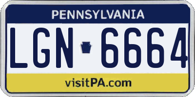 PA license plate LGN6664