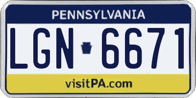 PA license plate LGN6671