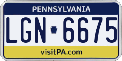 PA license plate LGN6675