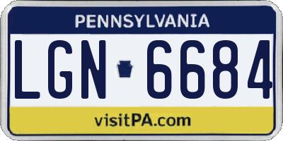 PA license plate LGN6684