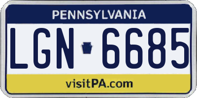 PA license plate LGN6685