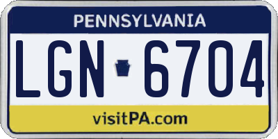 PA license plate LGN6704