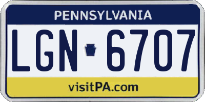 PA license plate LGN6707