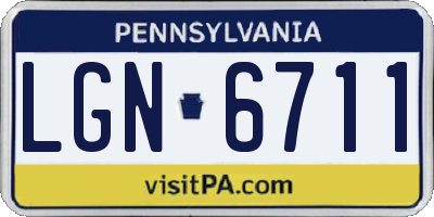 PA license plate LGN6711