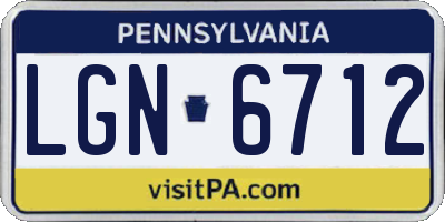 PA license plate LGN6712