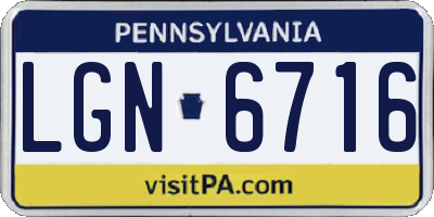 PA license plate LGN6716
