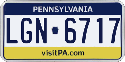 PA license plate LGN6717