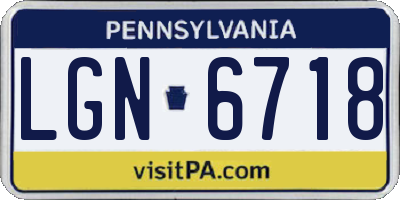 PA license plate LGN6718
