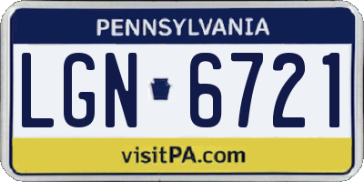 PA license plate LGN6721