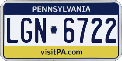 PA license plate LGN6722