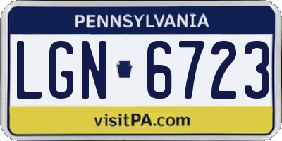 PA license plate LGN6723