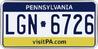 PA license plate LGN6726