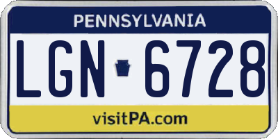 PA license plate LGN6728