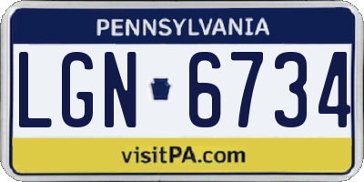 PA license plate LGN6734