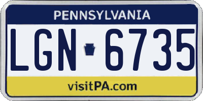 PA license plate LGN6735