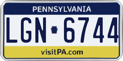 PA license plate LGN6744