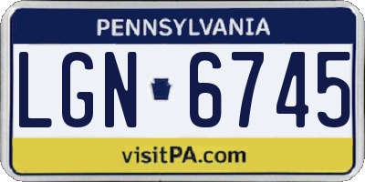 PA license plate LGN6745