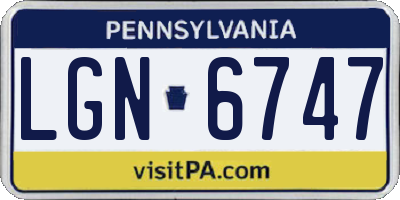 PA license plate LGN6747