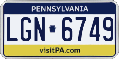 PA license plate LGN6749