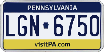 PA license plate LGN6750
