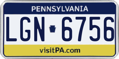 PA license plate LGN6756