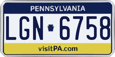 PA license plate LGN6758