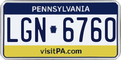 PA license plate LGN6760
