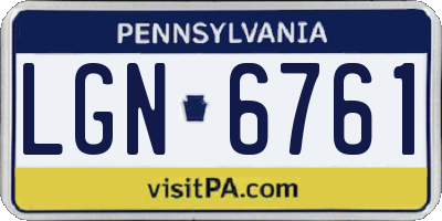 PA license plate LGN6761