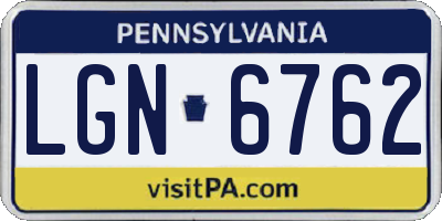 PA license plate LGN6762