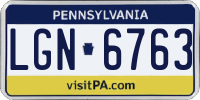 PA license plate LGN6763