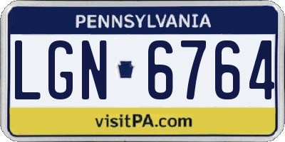 PA license plate LGN6764