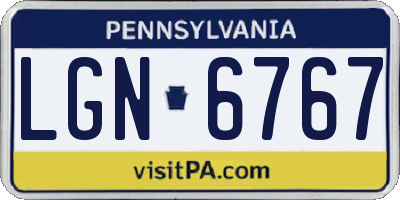 PA license plate LGN6767