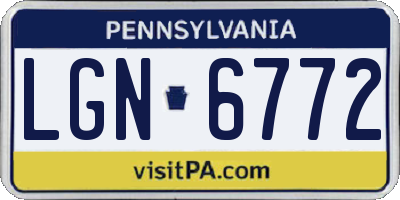 PA license plate LGN6772