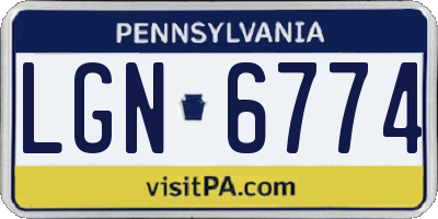 PA license plate LGN6774