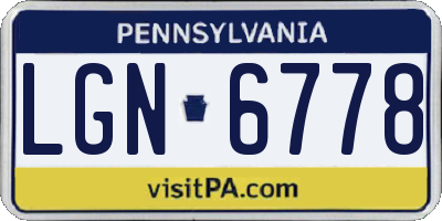 PA license plate LGN6778