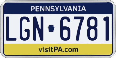 PA license plate LGN6781