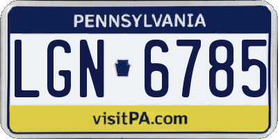 PA license plate LGN6785