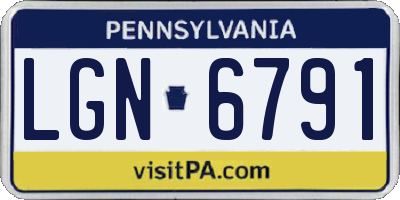PA license plate LGN6791