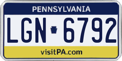 PA license plate LGN6792
