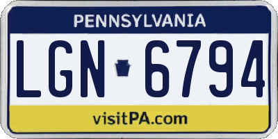 PA license plate LGN6794