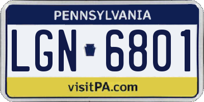 PA license plate LGN6801