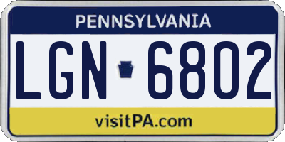 PA license plate LGN6802
