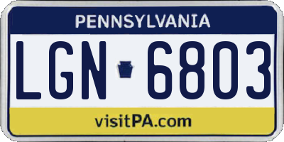PA license plate LGN6803